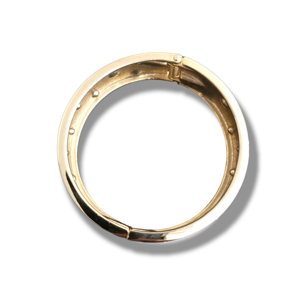 Park Lane | Sophisticated Gold Tone Crystal Embedded Hinged Bracelet - Picture 7 of 12